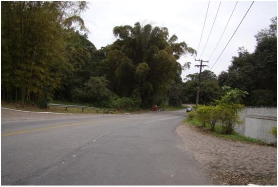 Fotografia 81: Proximidades da entrada do Sítio São Pedro ao longo da Estrada-Parque. Verifica-se ao fundo a existência de duas lixeiras, melhor retratadas na foto abaixo.