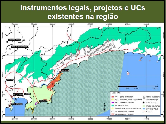 Instrumentos legais, projetos e UCs existentes na região